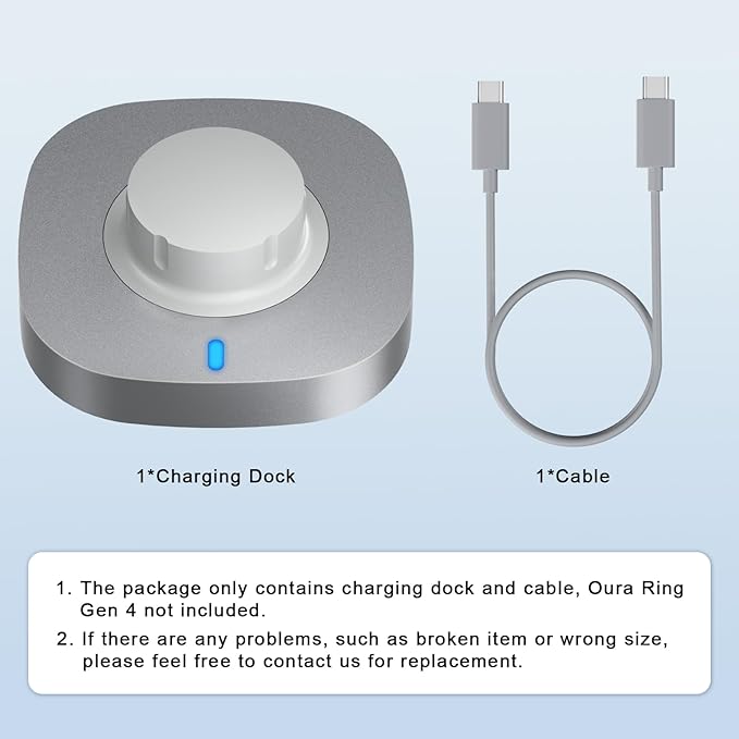 Compatible with Oura Ring Gen 4 Charger Size 5, Fast Charging Dock with USB-C Cable