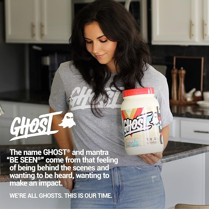 GHOST Whey Protein Powder, Coffee Ice Cream - 2LB, 25G of Protein - Whey Protein Blend - Post Workout Fitness & Nutrition Shakes, Smoothies, Baking & Cooking - Soy & Gluten-Free