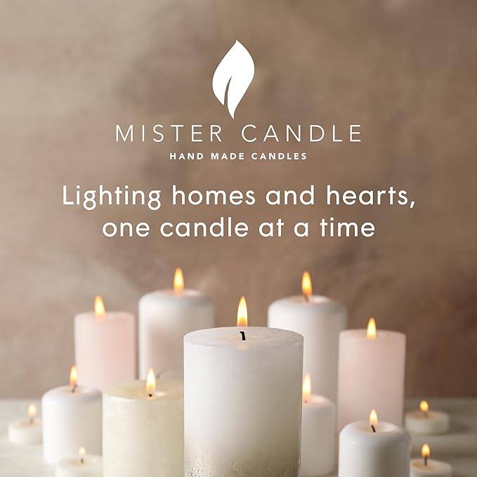 Mister Candle Dripless Unscented Pillar Candles, Set of 3 Hand Poured Purple Pillar Candles, Solid Color Non-Scented Candles for Home Decor, Premium Wax, 80 Hr Burn Time, 3x6 Inch