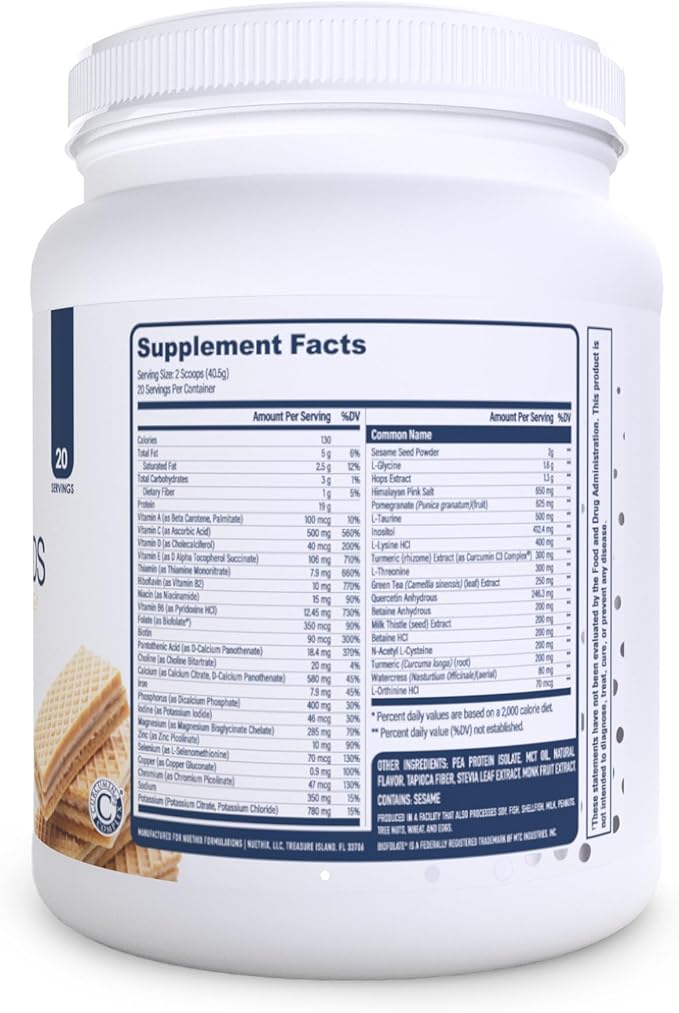 NuEthix Formulations Medipure DS with Pea Protein Phase 1 & 2 Detoxification System, Supplement to Help Support The Body’s Natural Detoxification Process, Vanilla Wafer (Non-Caffeinated), 20 Servings