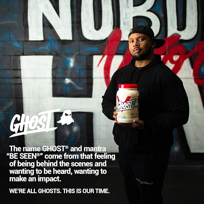 GHOST Whey Protein Powder, Marshmallow Cereal Milk - 2LB, 25G of Protein - Whey Protein Blend - Post Workout Fitness & Nutrition Shakes, Smoothies, Baking & Cooking - Soy & Gluten-Free