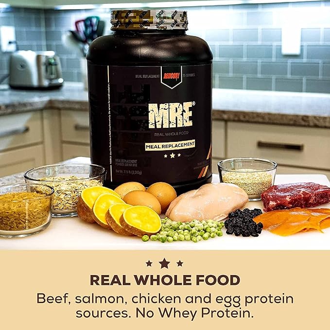 REDCON1 MRE Protein Powder, Oatmeal Chocolate Chip - Meal Replacement Protein Blend Made with MCT Oil & Whole Foods - Protein with Natural Ingredients to Aid in Muscle Recovery (25 Servings)