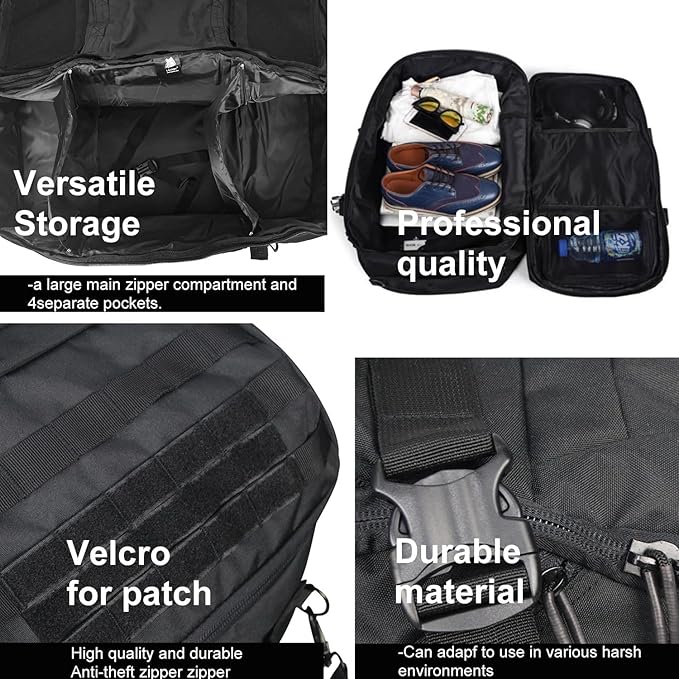 3 In 1 Tactical 85L Military Backpack Travel Duffle Bag for Weekender Gym Workout Deployment