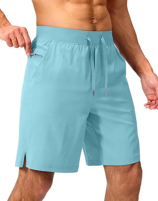 Men's Running Shorts with Zipper Pockets 9 Inch/ 7 Inch / 5 Inch Lightweight Quick Dry Gym Workout Athletic Shorts for Men(9 inch)