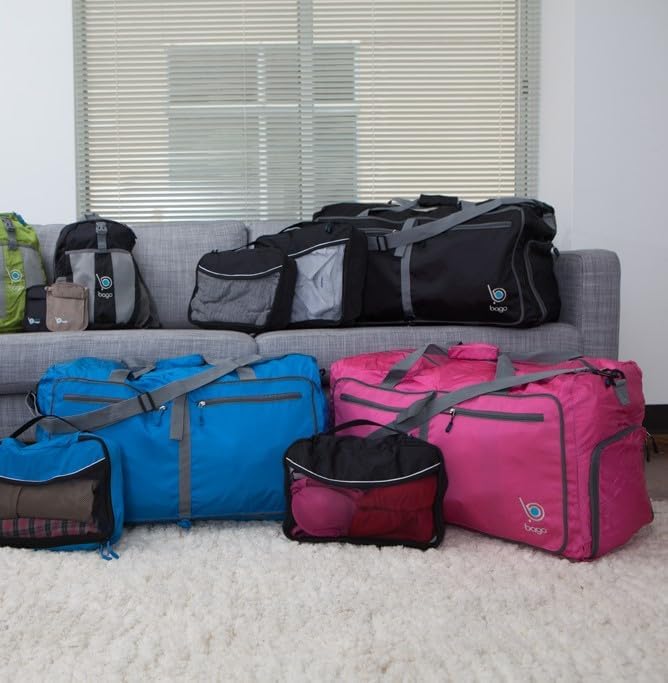Bago Large Foldable Duffel Bags for Traveling Women & Men - 80L Packable Duffle Bag for Travel with Shoe Compartment - Water Repellant, Heavy Duty, Lightweight Folding & Collapsible (SnowGray)