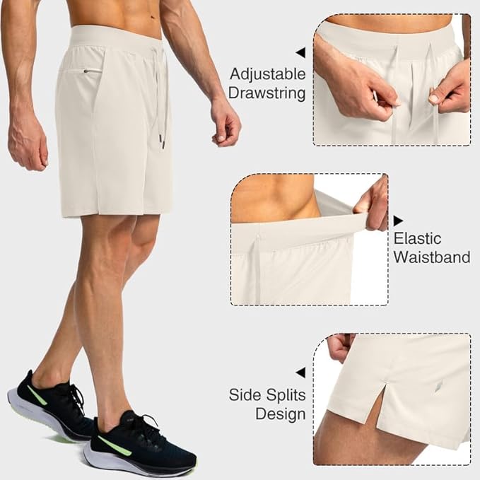 Men's Running Shorts with Zipper Pockets 9 Inch/ 7 Inch / 5 Inch Lightweight Quick Dry Gym Workout Athletic Shorts for Men