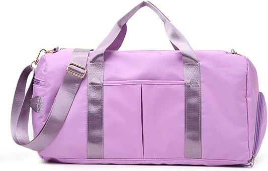KARRESLY Sports Gym Bag for Women or Men Travel Duffel Bag with Wet Pocket and Shoes Compartment for Training Swim Yoga(Purple)