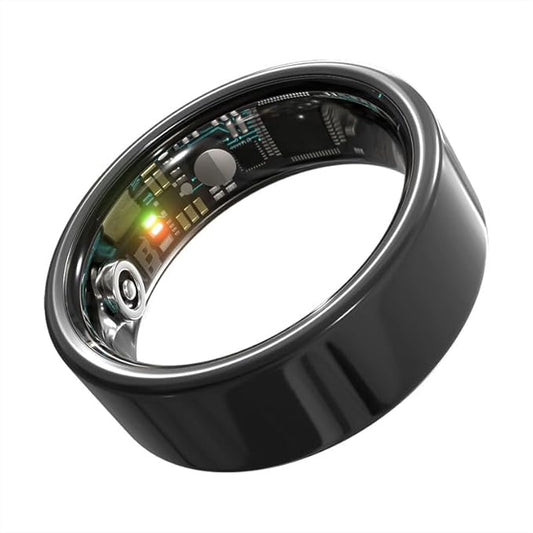 Smart Ring Health Monitoring 5ATM Waterproof Fitness Tracker with Glossy Titanium Surface Blood Oxygen/Sleep/Stress Tracking Women?™s Cycle Prediction Sport Ring Compatible with iOS/Android Ink 10
