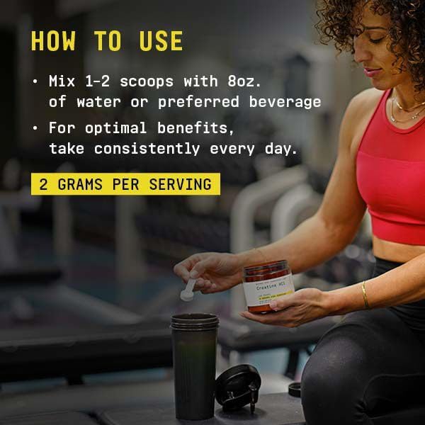 BEYOND RAW Creatine HCl Powder, Science Backed, Lab Grade, Creatine for Women & Men, Muscle Strength, Energy Production, Athletic Performance, Cognitive Support, Cellular Hydration, 60 Servings