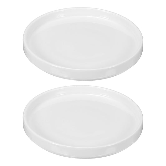 M METERXITY 2-Pack Ceramic Plant Saucer, 5.4 Inch OD Round Plant Saucers Flower Pot Saucers for Indoors/Outdoors Plant Pot, Ceramic Drain Tray [White]