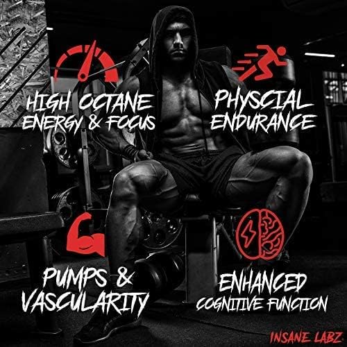 Insane Labz Psychotic Gold, High Stimulant Pre Workout Powder, Extreme Lasting Energy Focus, Pumps and Endurance with Beta Alanine, DMAE Bitartrate, NO Booster (35 Servings, Cherry Bomb)
