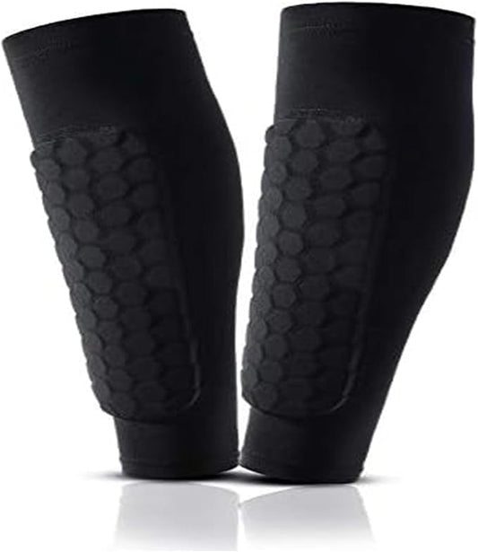 Soccer Shin Guards for Adult, Calf Compression Sleeve with Honeycomb Pads, Lightweight Calf Protective Gear Shin Pads for Football, Baseball, Soccer, Basketball, Running & More