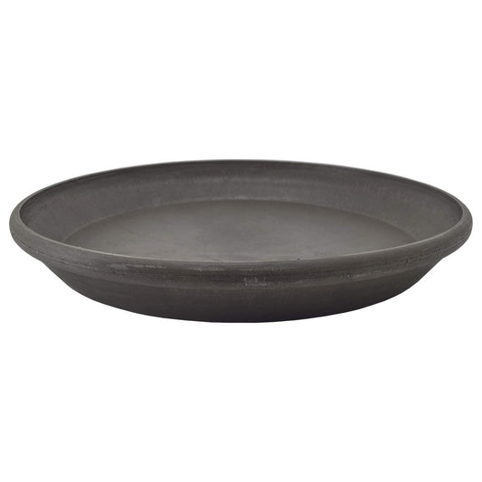PSW Pot Collection AP30DC 12-inch Plastic/Stone/Wood Composite Plant Saucer Drip Tray – No Drainage Hole (Drillable), Indoor/Outer Water Tray, Dark Charcoal
