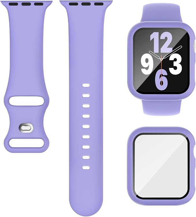 Compatible for Apple Watch Series 11 10 Band 46mm and Case with Screen Protector, Soft Silicone Sport Strap Bands and Protective Cover with Tempered Glass for iWatch Series 11 10