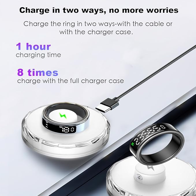 Smart Health Ring with Screen,for Women Men Fitness Tracker with Heart Rate, Blood Oxygen, HRV, Sleep Monitoring, Step Counting, IP68 for iPhone and Android, No Subscription Fee (Gold, 11#)