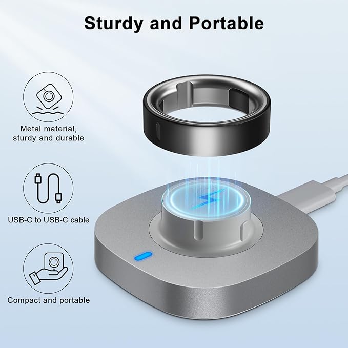 Compatible with Oura Ring Gen 4 Charger Size 15, Fast Charging Dock with USB-C Cable