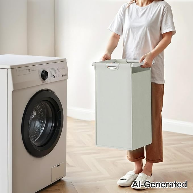 Herture Laundry Hampers with Shelf, Laundry Basket 3 Section, Laundry Sorter with Pull-Out Removable Large 3 Color Bags and Movable Wheels, Metal Frame, 3 x 15.87 Gallons (60L), White PF04XLE