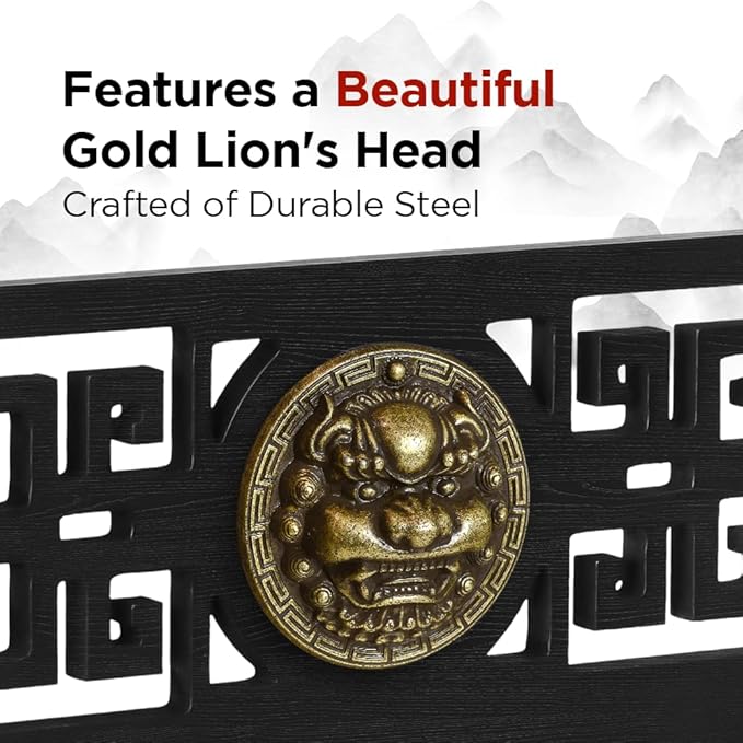 Logest Sword Stand - 4 Tier Options Available - Crafted Using Wood Katana Holder - Furnished in Black With a Gold Lion?™s Head - Desirable Sword Display Gift Option - Sword Holder Katana Stand (1-Tier)