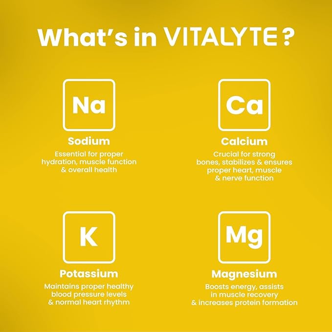 Vitalyte Electrolyte Powder Drink Mix, Isotonic Electrolyte Hydration Mix, Gluten Free Post Workout Powder Mix, Pack of 2, 35 oz. Each, Lemon Flavor