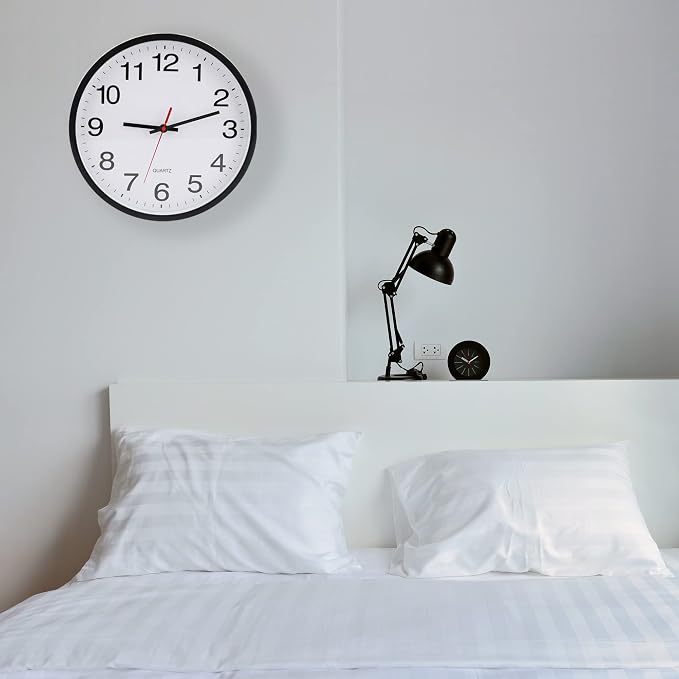OceeK Black Wall Clock Silent Non Ticking 10 Inch, Modern Wall Clocks,Small Analog Clocks Quality Quartz Battery Operated