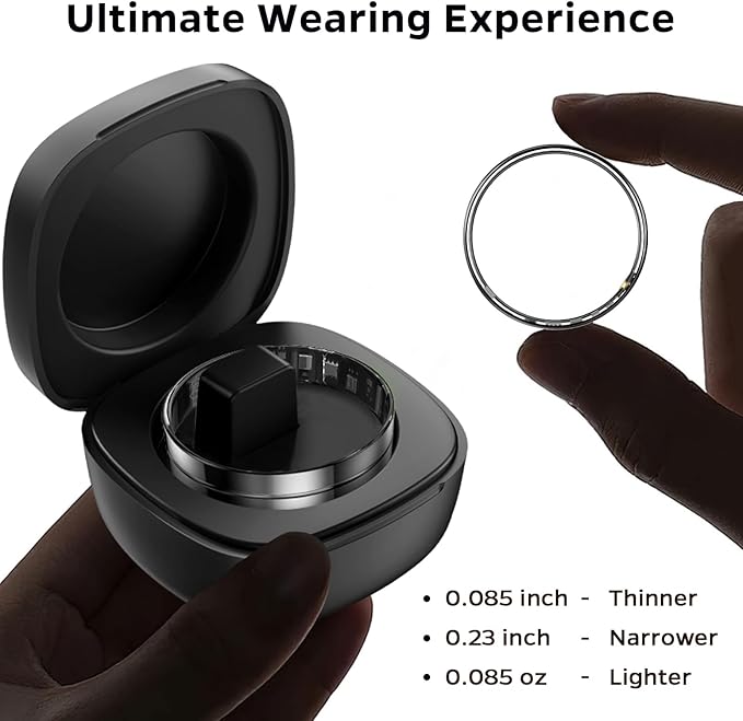 Ultra-Thin Smart Ring for Women Men,Sleep Tracker Ring with Heart Rate, Waterproof Fitness Ring for Activity Monitoring/Steps/Calories,No Subscription Fee,for iSO & Android (Silver,12#)