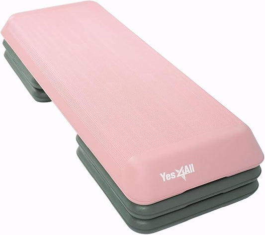 Yes4All Adjustable Workout Aerobic Exercise Step Platform Health Club Size with 4 Adjustable Risers Included and Extra Risers Options