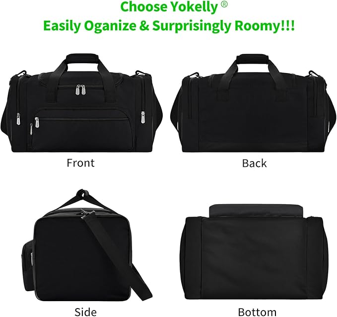 Sports Duffel Bag 22 Inch Travel Gym Duffle - Black