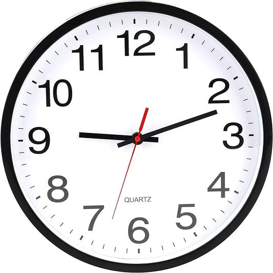 OceeK Black Wall Clock Silent Non Ticking 10 Inch, Modern Wall Clocks,Small Analog Clocks Quality Quartz Battery Operated