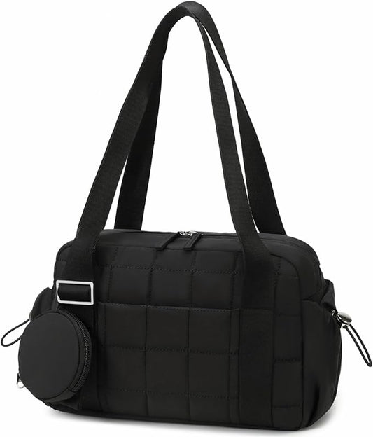 CAMTOP Mini Gym Bag for Women, Small Gym Tote Bag Puffy Quilted Sports Duffel Bag with Wet Compartment and Coin Purse Duffel Bags Dance Yoga Workout Bag