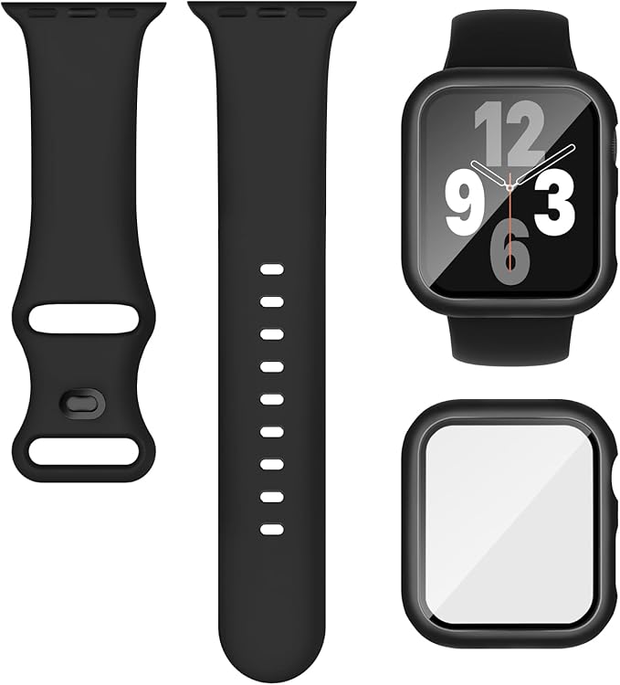 Compatible for Apple Watch Series 11 10 Band 42mm and Case with Screen Protector, Soft Silicone Sport Strap Bands and Protective Cover with Tempered Glass for iWatch Series 11 10