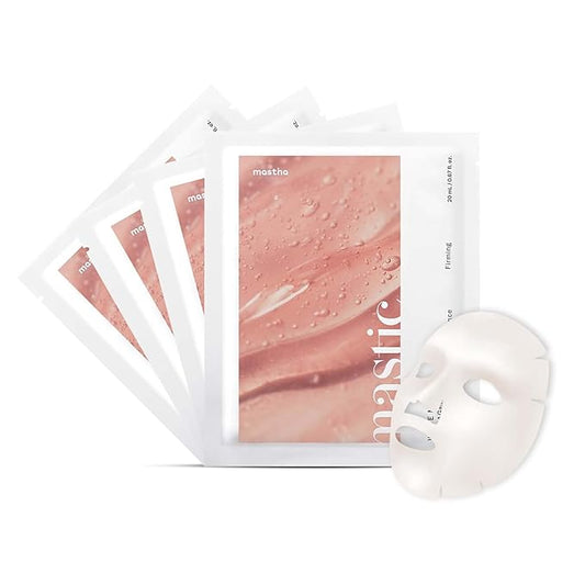 MASTINA White Mastic Face Mask (Collagen Volume, 4 pc) Premium Korean Skin Care for Elasticity & Radiance Rough Sagging Skin White Mastic Hyaluronic Acid