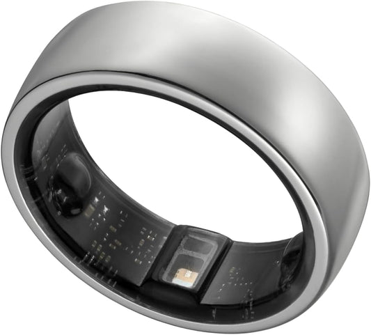 Smart Ring, Activity Trackers, Sleep Ring, Fitness Tracking, Stress Tracker, Heart Rate, Meditation, Temperature, Respiratory, No App Subscription, Women, Men, iOS, Android (Silver, 12)