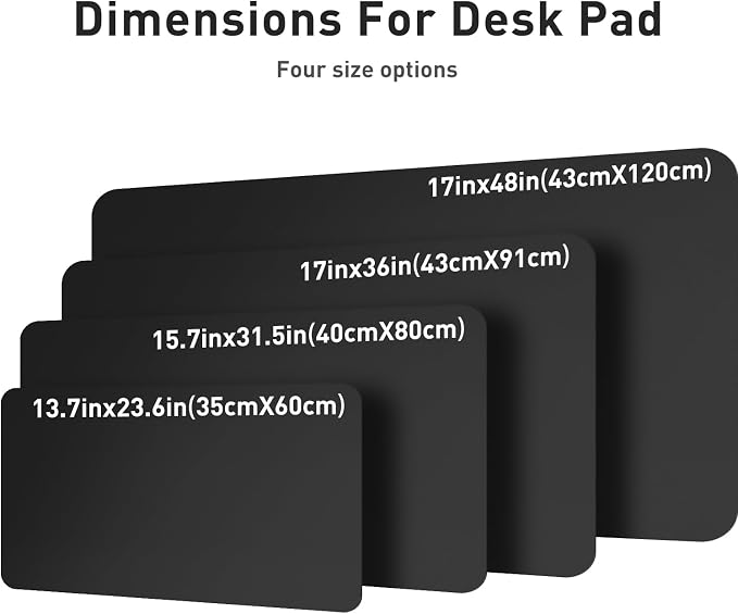 Aothia Leather Desk Pad Protector, Mouse Pad, Office Desk Mat, Non-Slip PU Leather Desk Blotter, Laptop Desk Pad, Waterproof Desk Writing Pad for Office and Home (48"x17", Black)