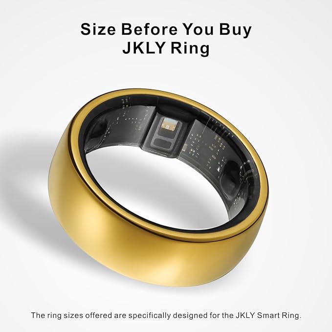 Smart Ring, Activity Trackers, Sleep Ring, Fitness Tracking, Stress Tracker, Heart Rate, Meditation, Temperature, Respiratory, No App Subscription, Women, Men, iOS, Android (Golden, 9)