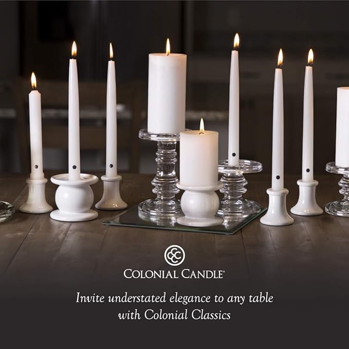 Colonial Candle Unscented Taper Candle, Classic Collection, Indigo, 8 In, Pack of 12 - Up to 6 Hours Burn