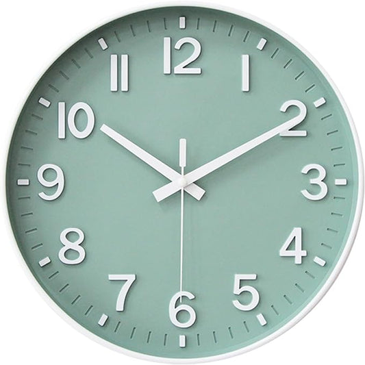 HZDHCLH Wall Clocks Battery Operated,Wall Clock Green,8 inch Wall Clock Silent Non Ticking Modern 3D Numbers for Kitchen Bedroom Living Room Office Classroom Decor