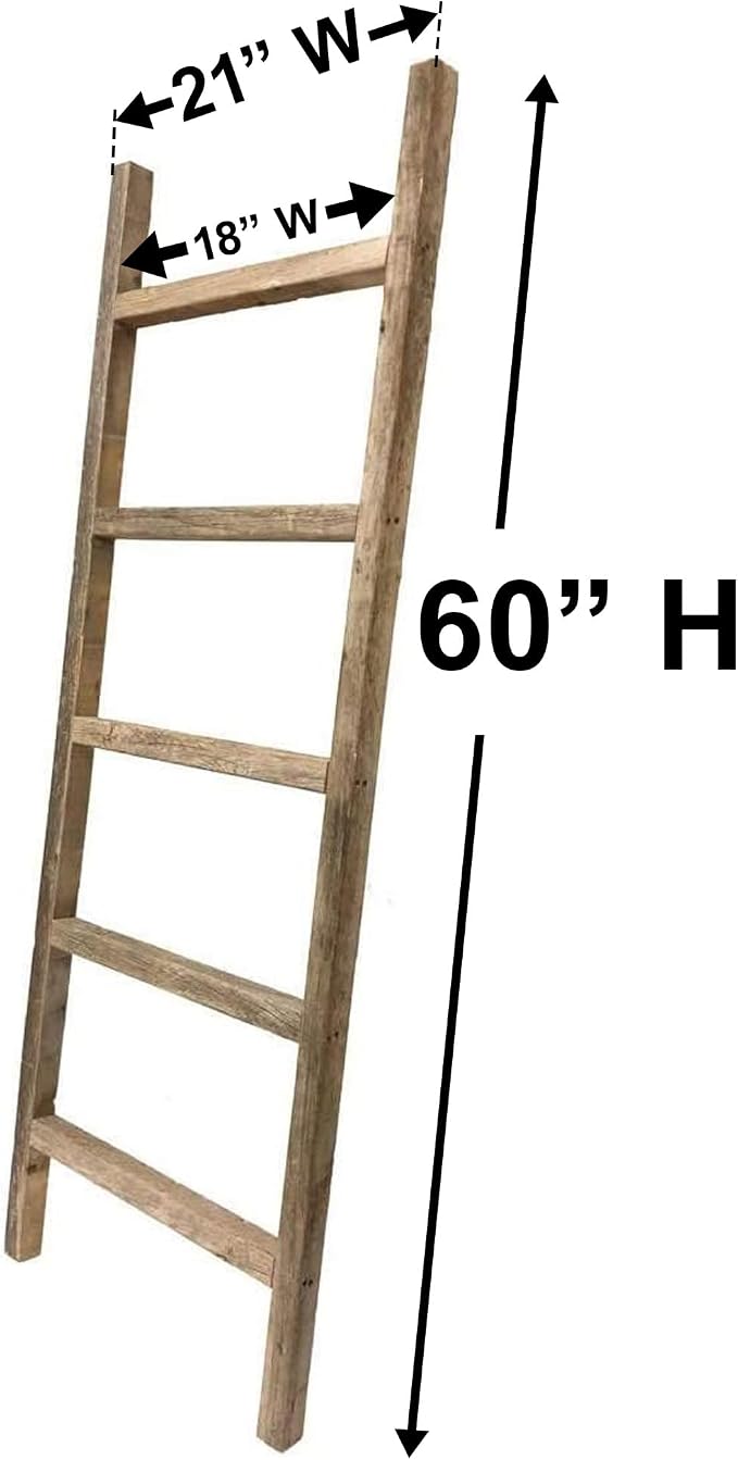 BARNWOODUSA Rustic Farmhouse Decorative Ladder - Our 5 ft Ladder can be Mounted Horizontally or Vertically and is Crafted from Upcycled Wood No Assembly Required Espresso