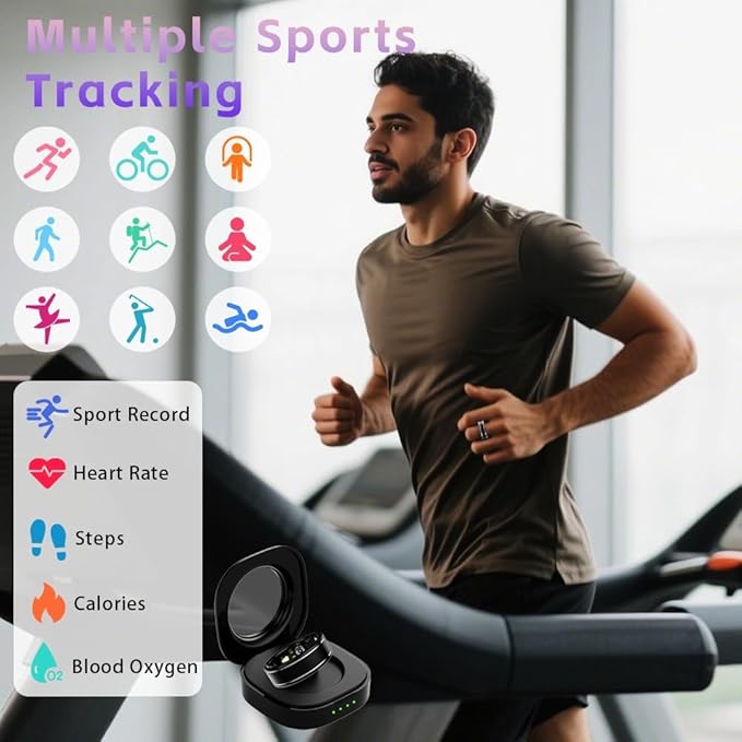 Smart Ring for Men Women ??Fitness Tracker Ring with Heart Rate, SpO2, Blood Pressure, Sleep Monitoring, Step & Calorie Counter, No Subscription Fee, iOS & Android Compatible (Black, 12)