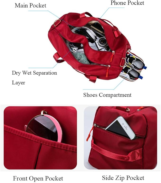 KARRESLY Sports Gym Bag for Women or Men Travel Duffel Bag with Wet Pocket and Shoes Compartment for Training Swim Yoga(Green)