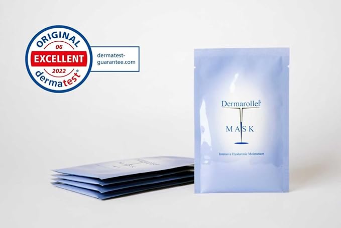 Dermaroller, Silk Face Masks Intensive Hyaluronic Acid Moisturizer with Matriyxl 3000 Tocopherol Boost Collagen Hydrate Dry Skin Reduce Fine Lines Wrinkles SingleUse Masks (10 masks)