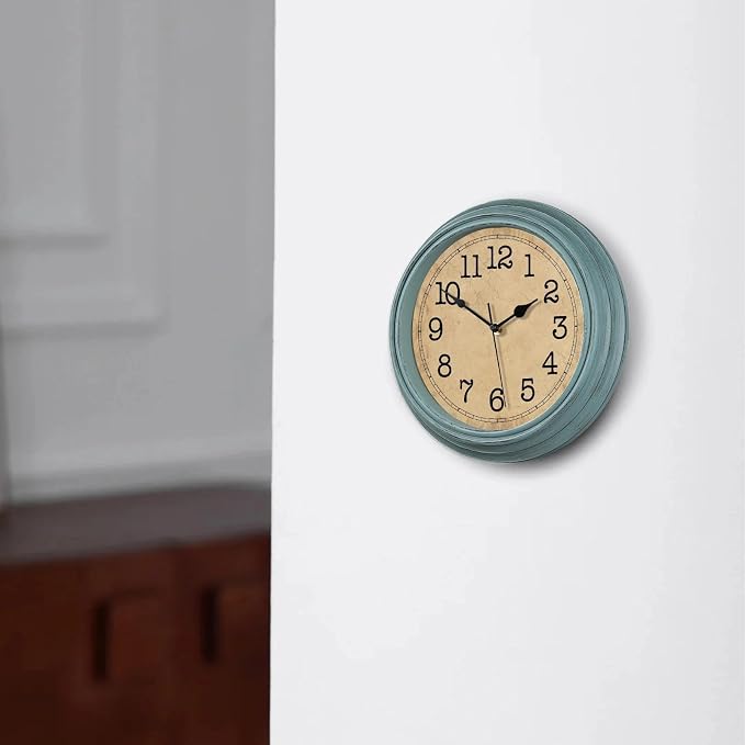 12 Inch Wall Clock, Silent Non-Ticking Decorative Battery Operated Easy to Read for Kitchen Living Room, Bathroom, Bedroom, Office