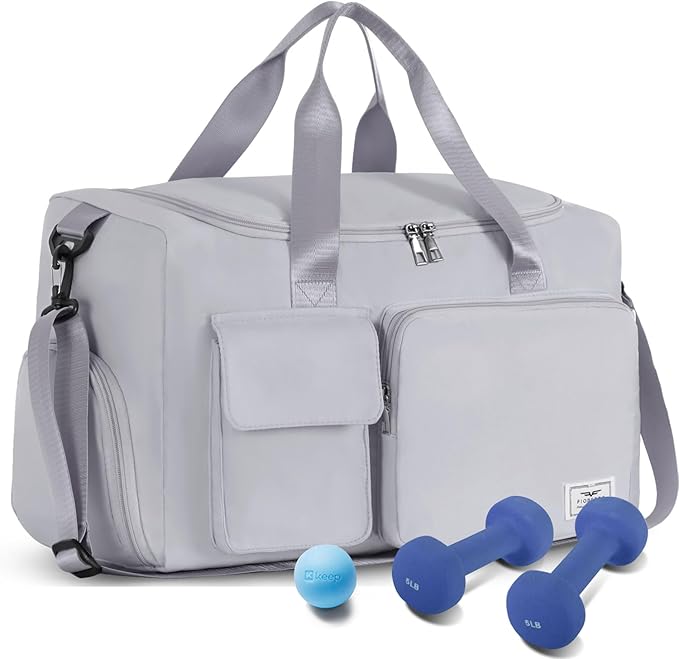 FIORETTO Women's Gym Duffle Bag with Shoes Compartment, 37L Capacity, Ideal for Travel, Gym, Sports, Duffel, Weekender