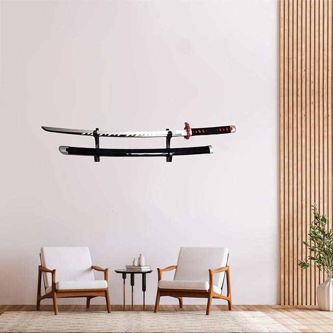 Eforlife 2/Set Sword Hook Wall Mount Samurai Sword Hanger Display Holder Adjustable for Katana Wakizashi Tanto Genji Sword Weapon Rack