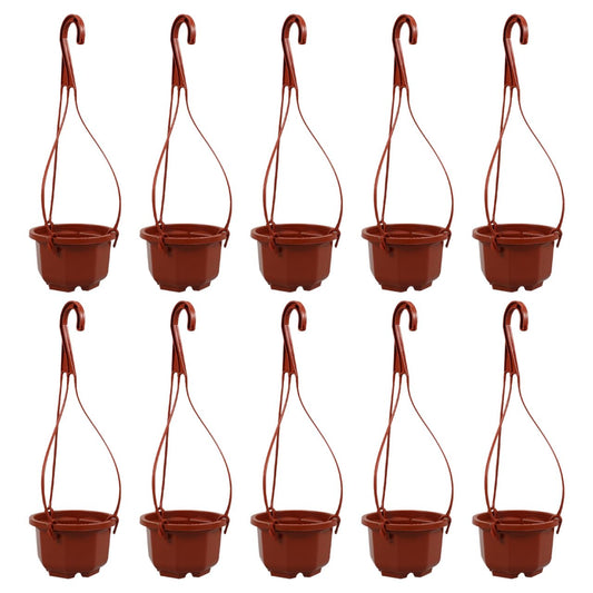 YARNOW 10 Pack Plastic Hanging Planters with Drainage Holes & Chains, 3.5 Inch Hanging Pots for Plants Indoor Balcony Garden Patio