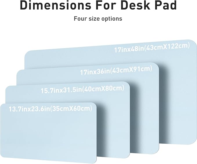 Aothia Leather Desk Pad Protector, Office Desk Mat, Large Mouse Pad, Non-Slip PU Leather Desk Blotter, Laptop Desk Pad, Waterproof Desk Writing Pad for Office and Home (48"x17", Baby Blue)