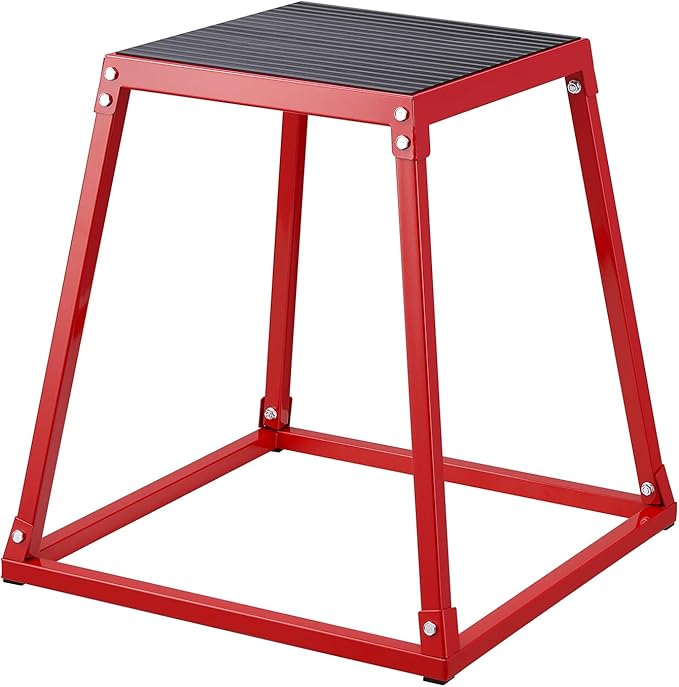VEVOR Plyometric Jump Box, 18 Inch Plyo Box, Steel Plyometric Platform and Jumping Agility Box, Anti-Slip Fitness Exercise Step Up Box for Home Gym Training, Conditioning Strength Training