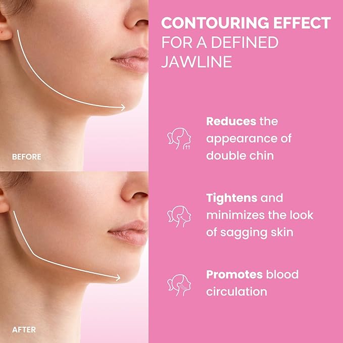 PLANTIFIQUE Chin Strap for Face Contouring - Reusable V Line Ice Silk Fabric Mask - Double Chin Shaping, Adjustable, Breathable Fabric - Jawline Shaper for Women & Men