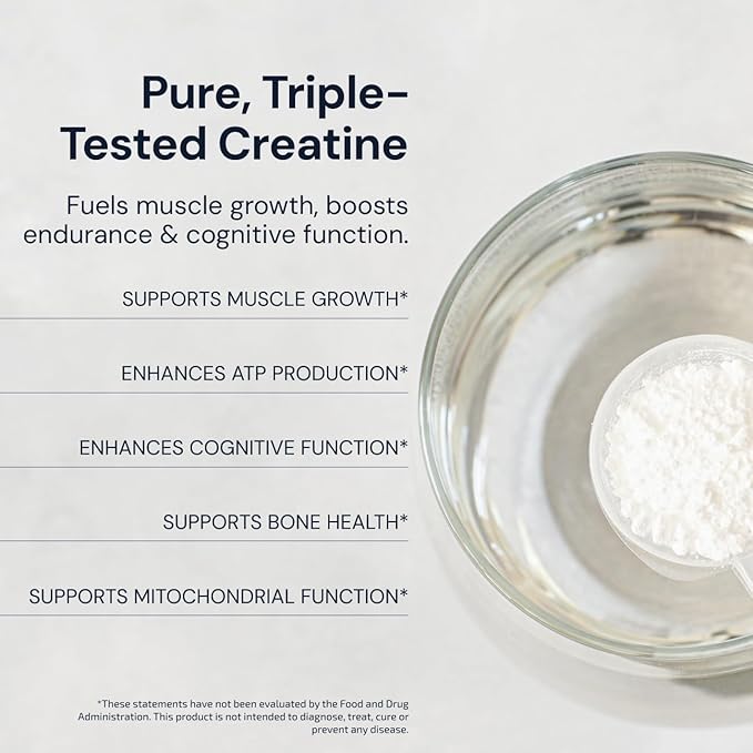 Blueprint Bryan Johnson Creatine Monohydrate Powder – Amino Acid Powder - Suppliment Supports Muscle Growth, Recovery, Strength & Focus – Unflavored Creatine for Women & Men – 5g Dose – 100 Servings