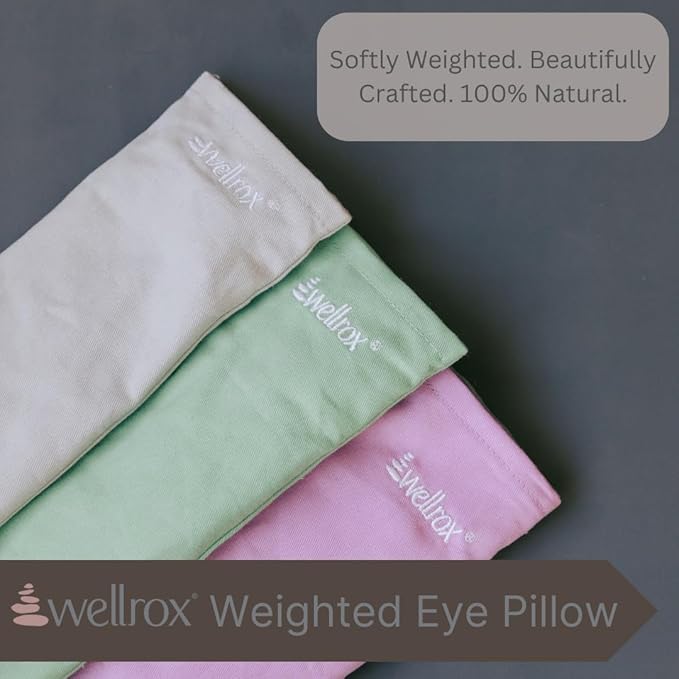 Weighted Eye Pillow - Flaxseeds & Lavender Eye Pillow Weighted for Restorative Yoga, Meditation & Stress Relief (Green, Scented)