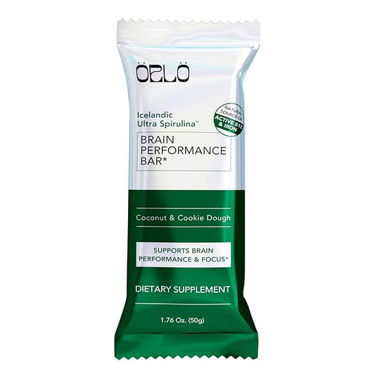 ORLO BRAIN PERFORMANCE BAR ??Vegan Protein Bars for Brain & Energy Support ??Focus & Memory, Pre & Post Workout Recovery ??Gluten Free Snack with L-Theanine, Lions Mane, Spirulina & More (SINGLE BAR)